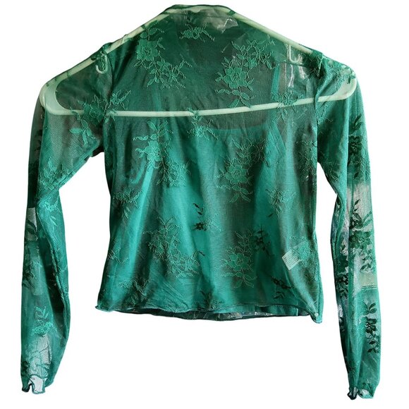 Art Class Green Floral Lace Long Sleeve Comfortable cotton lining Top Size (6/7) - Picture 3 of 7